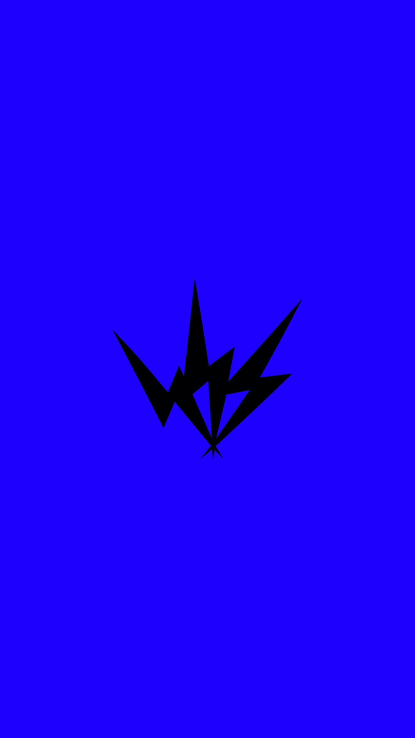 Black angular lightning emblem on vivid electric blue