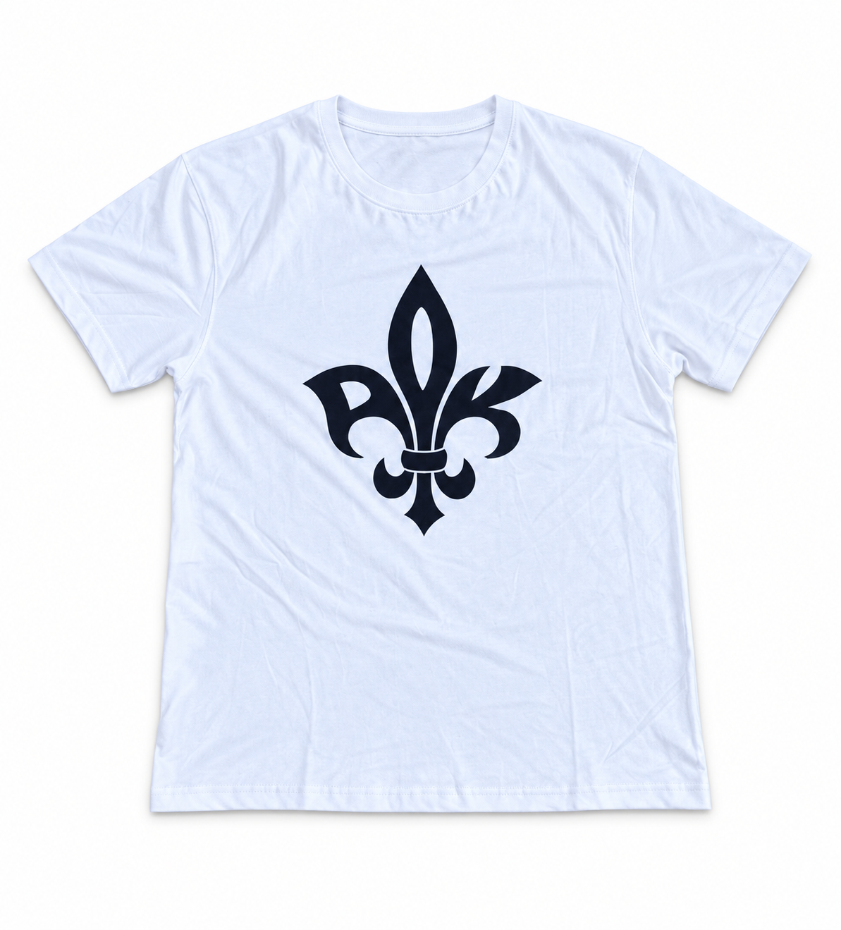 White PositiveKaos T-shirt with a black emblem